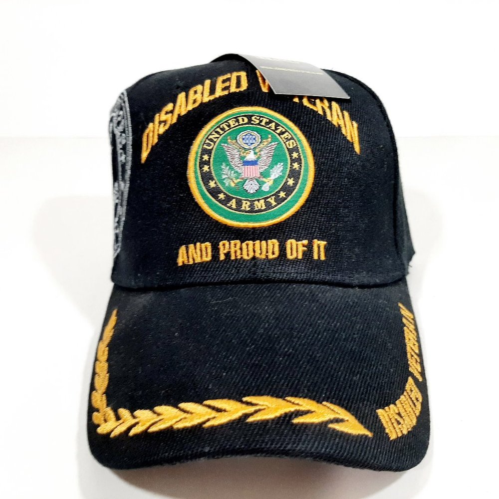 US Army Disabled Vet Hat Veteran Black Shadow Embl